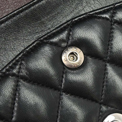 Chanel 2009-2010 Black Lambskin Medium Classic Double Flap Shoulder Bag