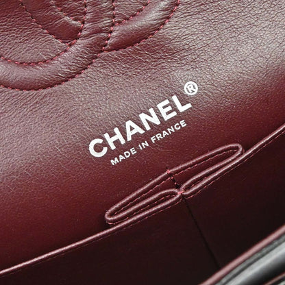 Chanel 2009-2010 Black Lambskin Medium Classic Double Flap Shoulder Bag