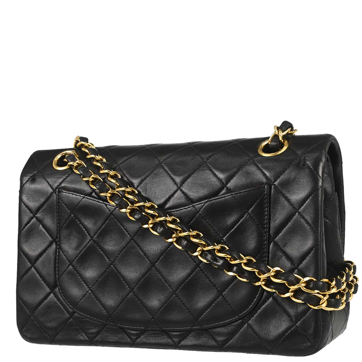 Chanel 1996-1997 Black Lambskin Small Classic Double Flap Shoulder Bag