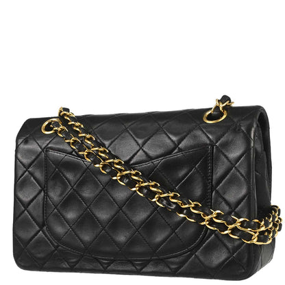 Chanel 1996-1997 Black Lambskin Small Classic Double Flap Shoulder Bag
