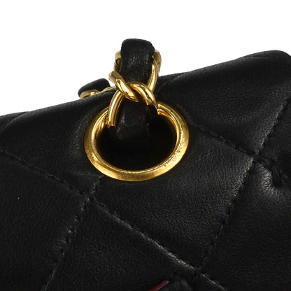 Chanel 1996-1997 Black Lambskin Small Classic Double Flap Shoulder Bag