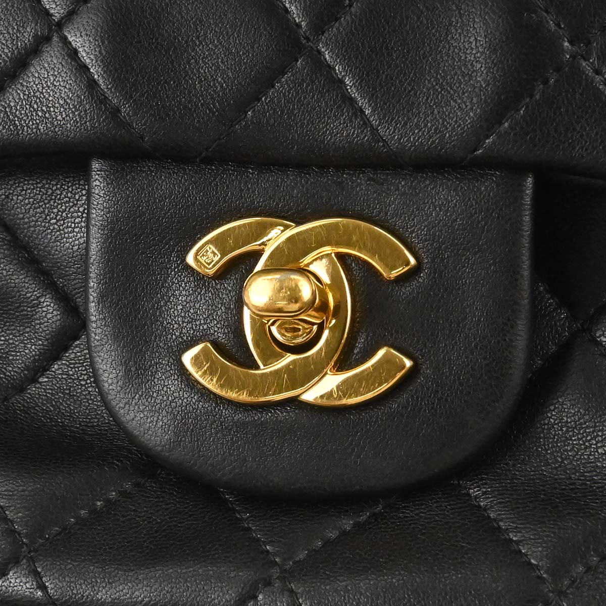 Chanel 1996-1997 Black Lambskin Small Classic Double Flap Shoulder Bag