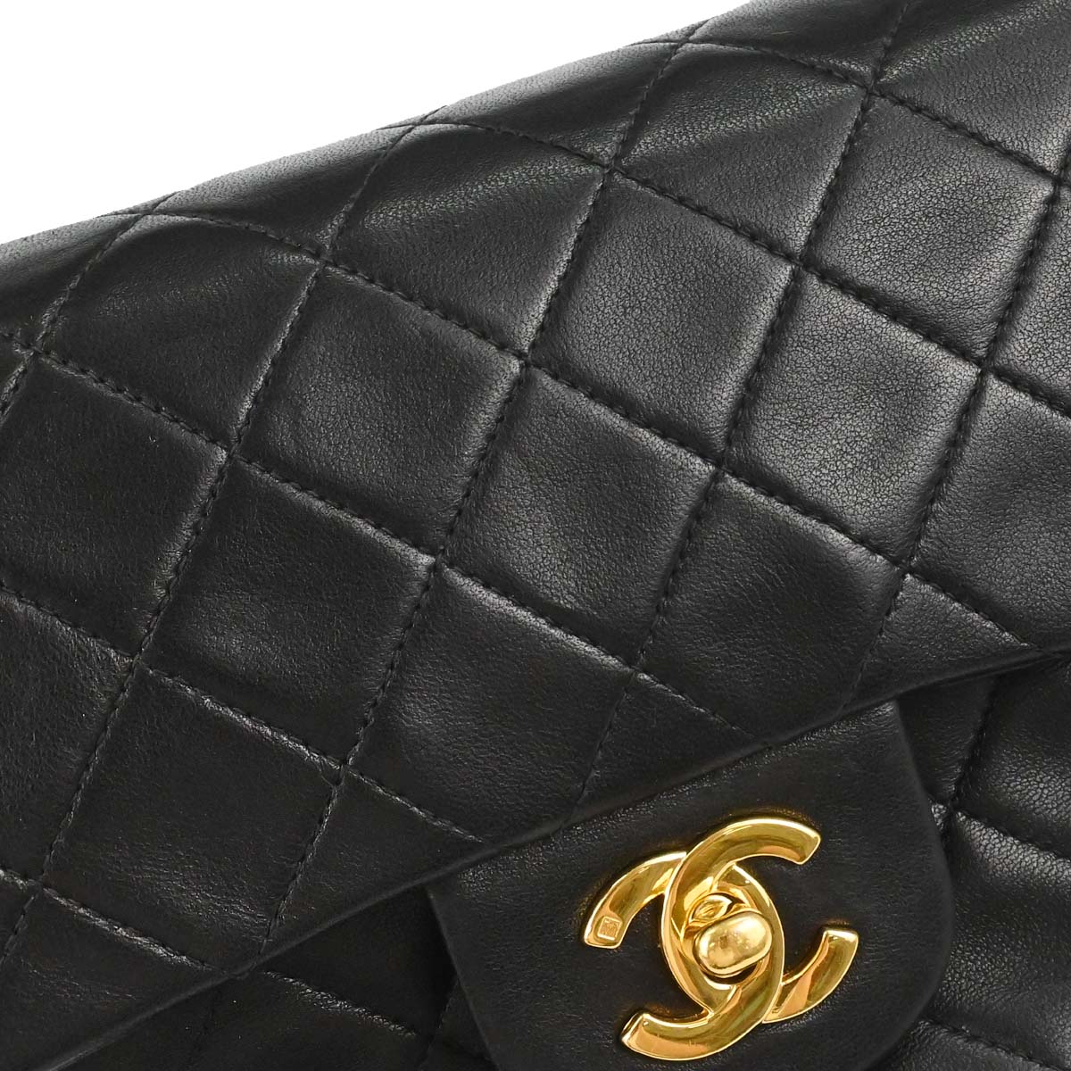 Chanel 1996-1997 Black Lambskin Small Classic Double Flap Shoulder Bag