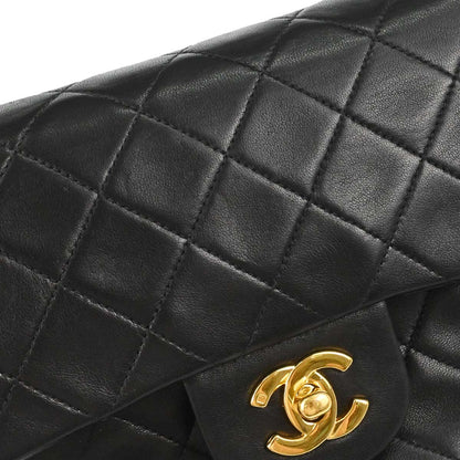 Chanel 1996-1997 Black Lambskin Small Classic Double Flap Shoulder Bag