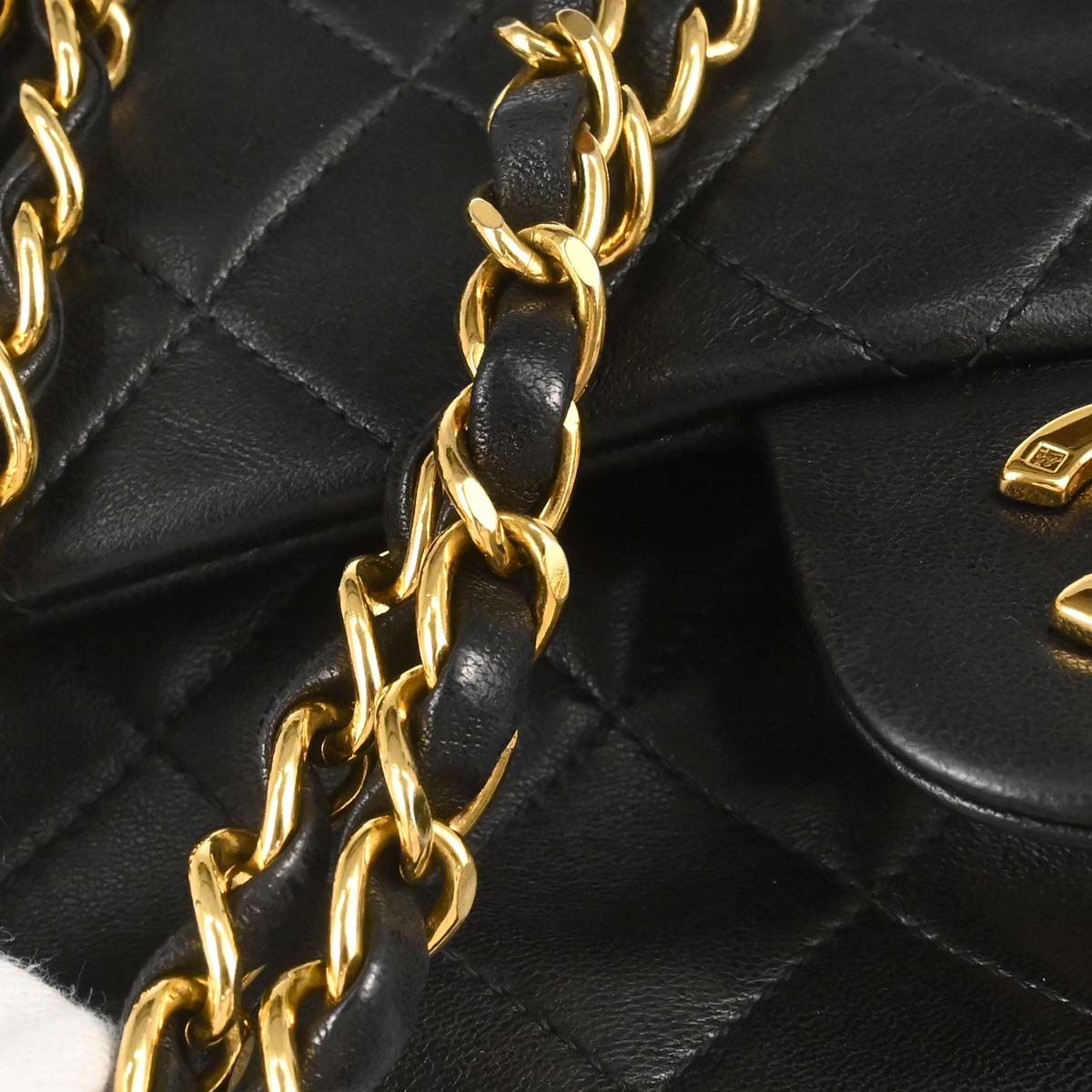 Chanel 1996-1997 Black Lambskin Small Classic Double Flap Shoulder Bag
