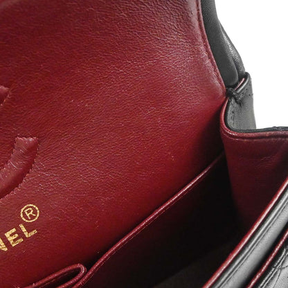Chanel 1996-1997 Black Lambskin Small Classic Double Flap Shoulder Bag