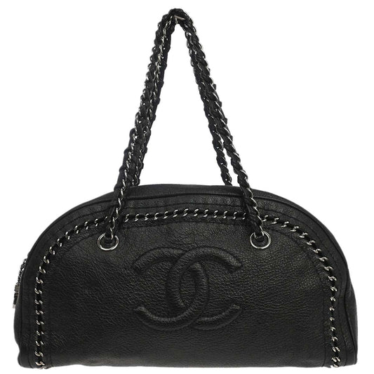 Chanel 2005-2006 Black Leather Luxury Line Bowling Bag Handbag