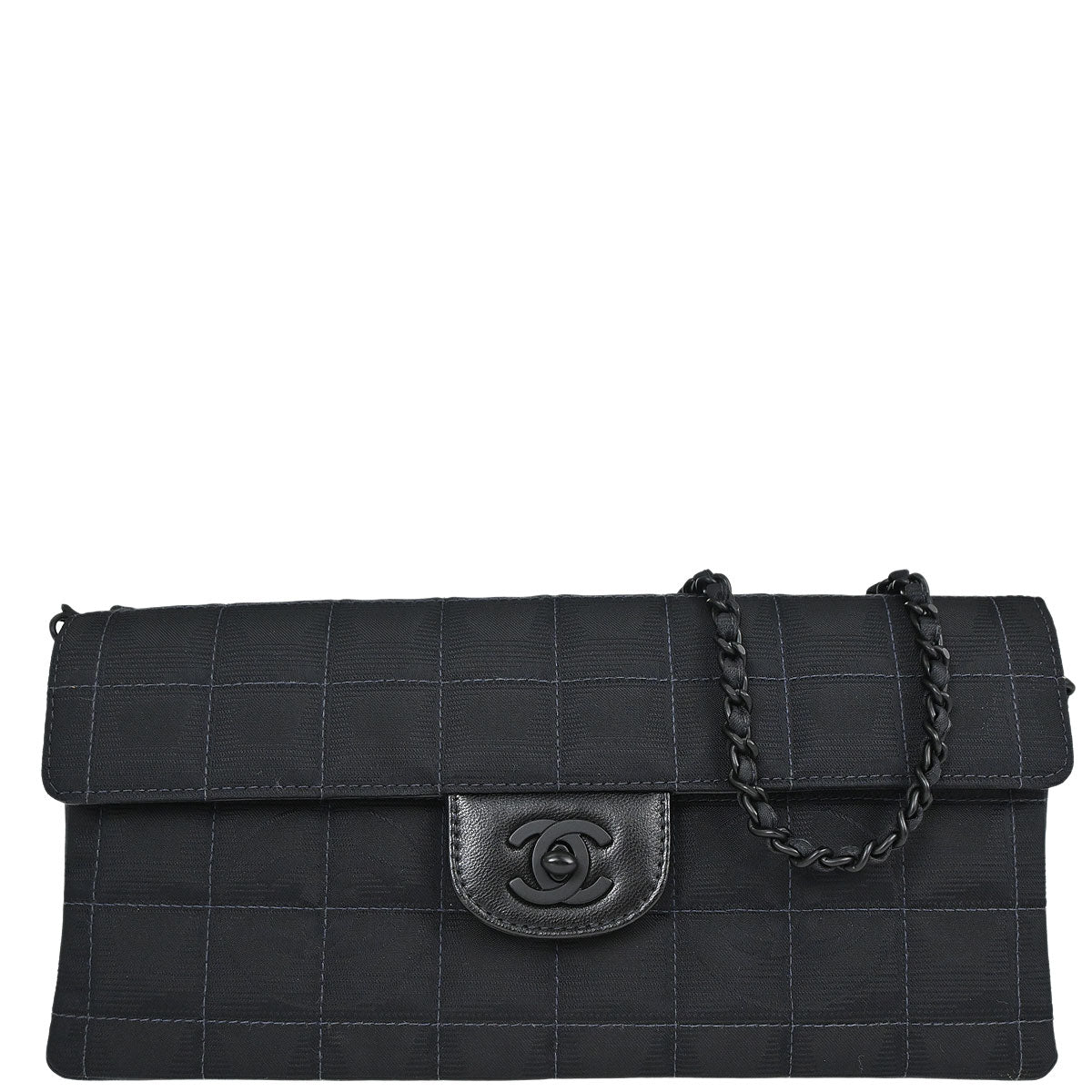 Chanel 2002-2003 Black Jacquard Nylon Travel Line East West Shoulder Bag