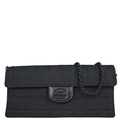 Chanel 2002-2003 Black Jacquard Nylon Travel Line East West Shoulder Bag