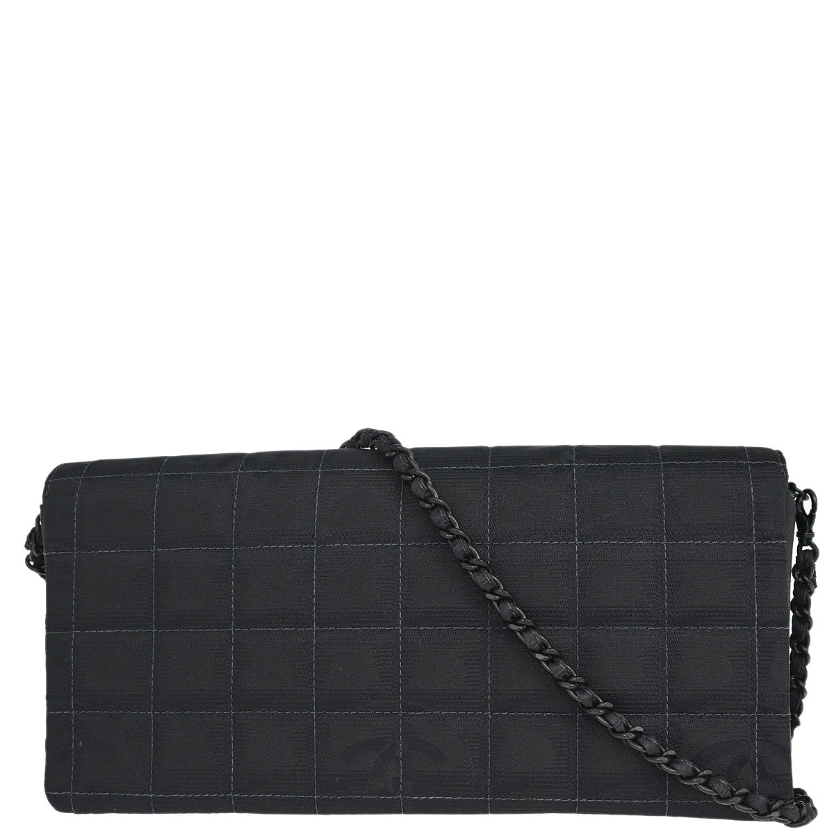 Chanel 2002-2003 Black Jacquard Nylon Travel Line East West Shoulder Bag