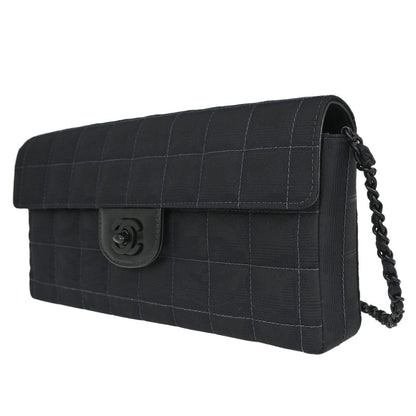 Chanel 2002-2003 Black Jacquard Nylon Travel Line East West Shoulder Bag