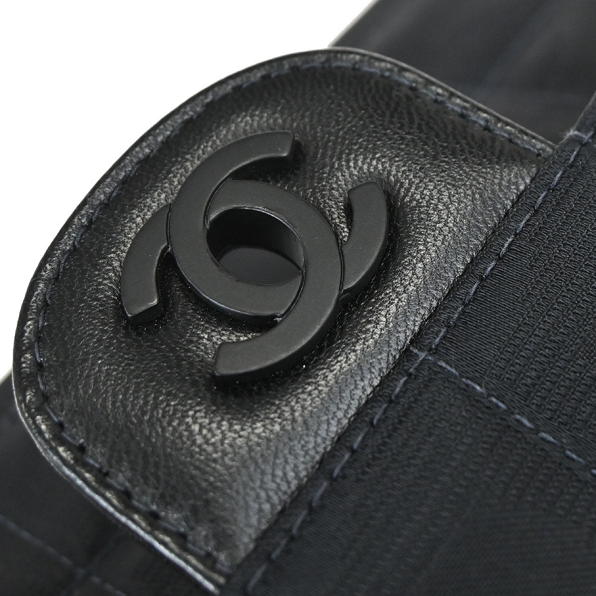 Chanel 2002-2003 Black Jacquard Nylon Travel Line East West Shoulder Bag