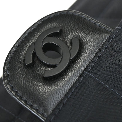 Chanel 2002-2003 Black Jacquard Nylon Travel Line East West Shoulder Bag