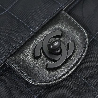 Chanel 2002-2003 Black Jacquard Nylon Travel Line East West Shoulder Bag