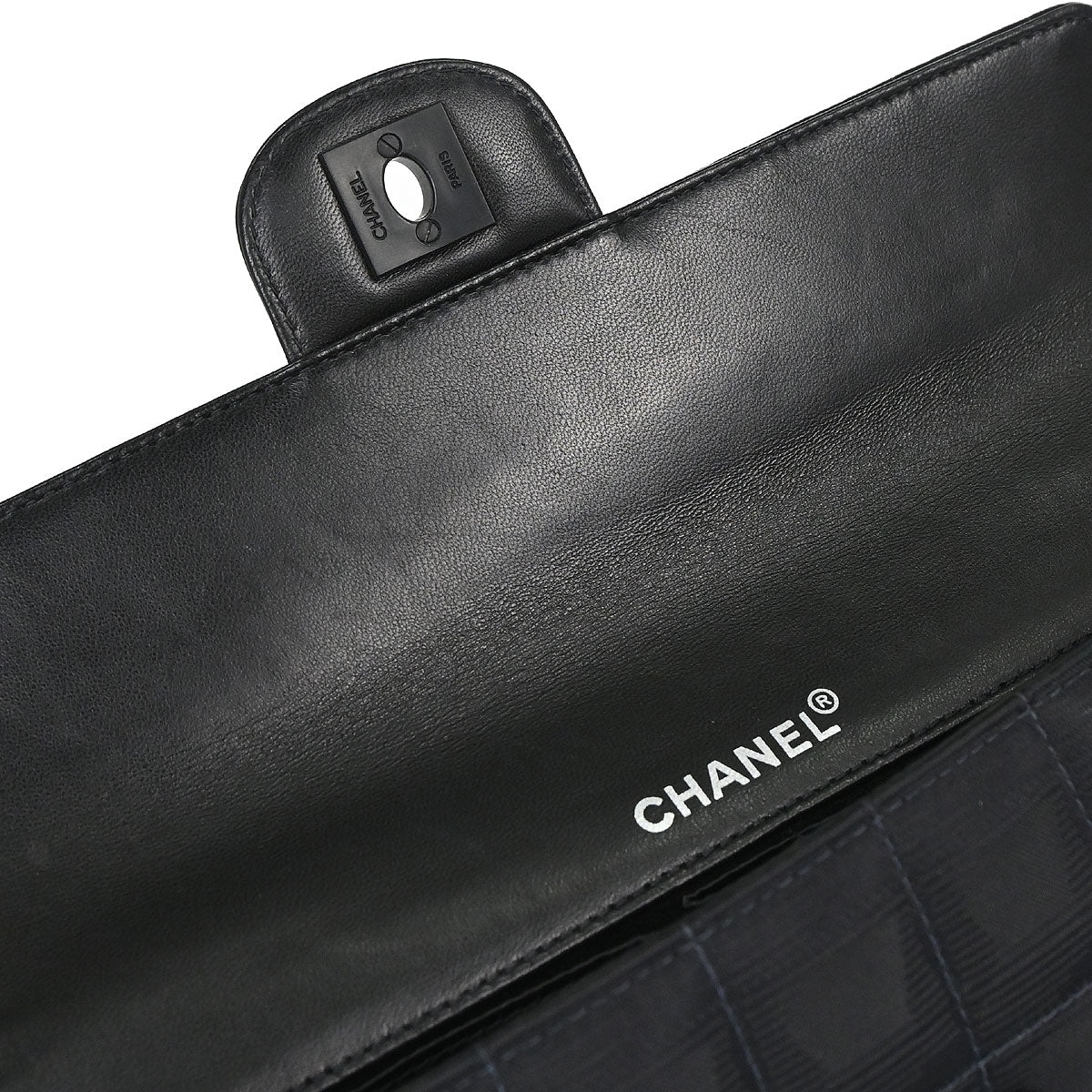 Chanel 2002-2003 Black Jacquard Nylon Travel Line East West Shoulder Bag