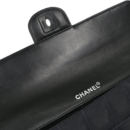 Chanel 2002-2003 Black Jacquard Nylon Travel Line East West Shoulder Bag