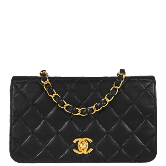 Chanel Black Lambskin Turnlock Mini Full Flap Shoulder Bag