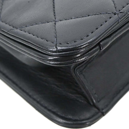 Chanel Black Lambskin Turnlock Mini Full Flap Shoulder Bag