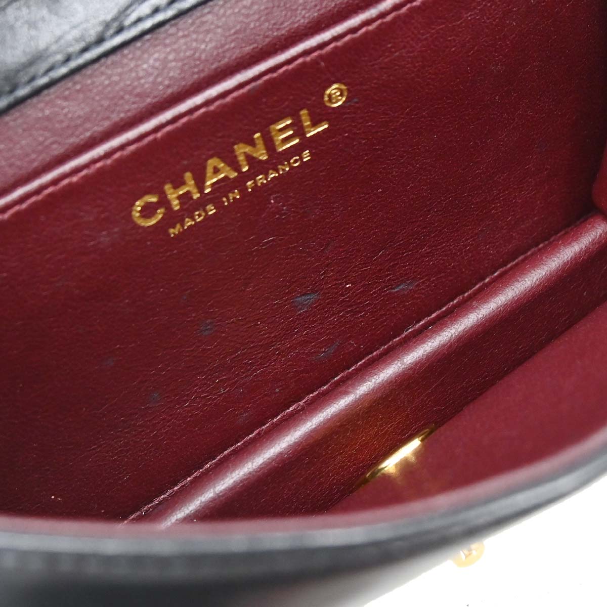 Chanel Black Lambskin Turnlock Mini Full Flap Shoulder Bag