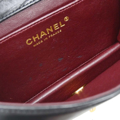 Chanel Black Lambskin Turnlock Mini Full Flap Shoulder Bag
