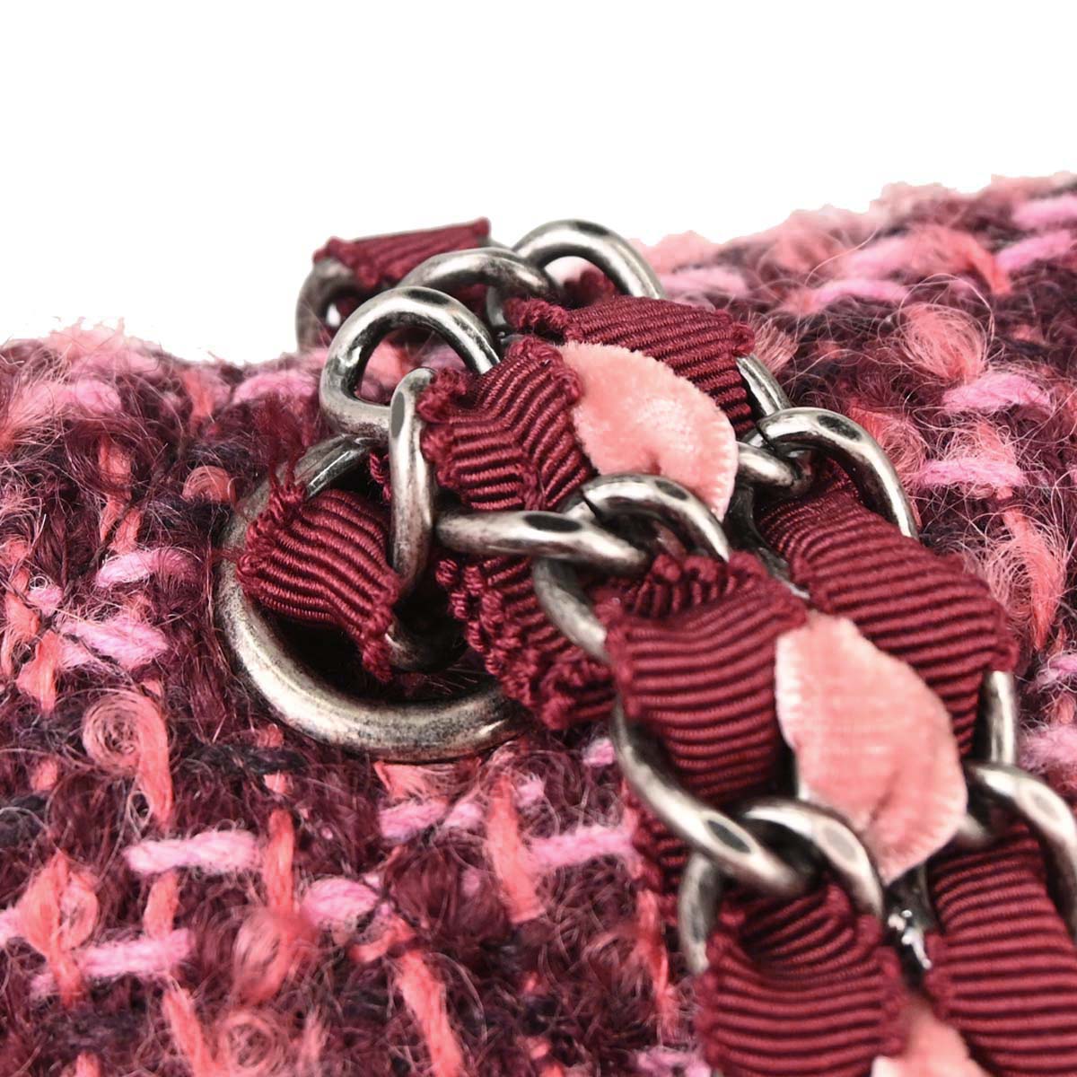 Chanel Pink Tweed Medium Classic Double Flap Handbag