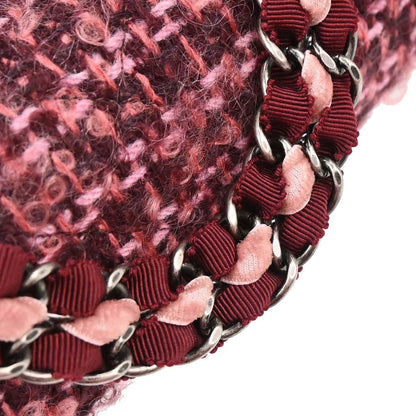 Chanel Pink Tweed Medium Classic Double Flap Handbag