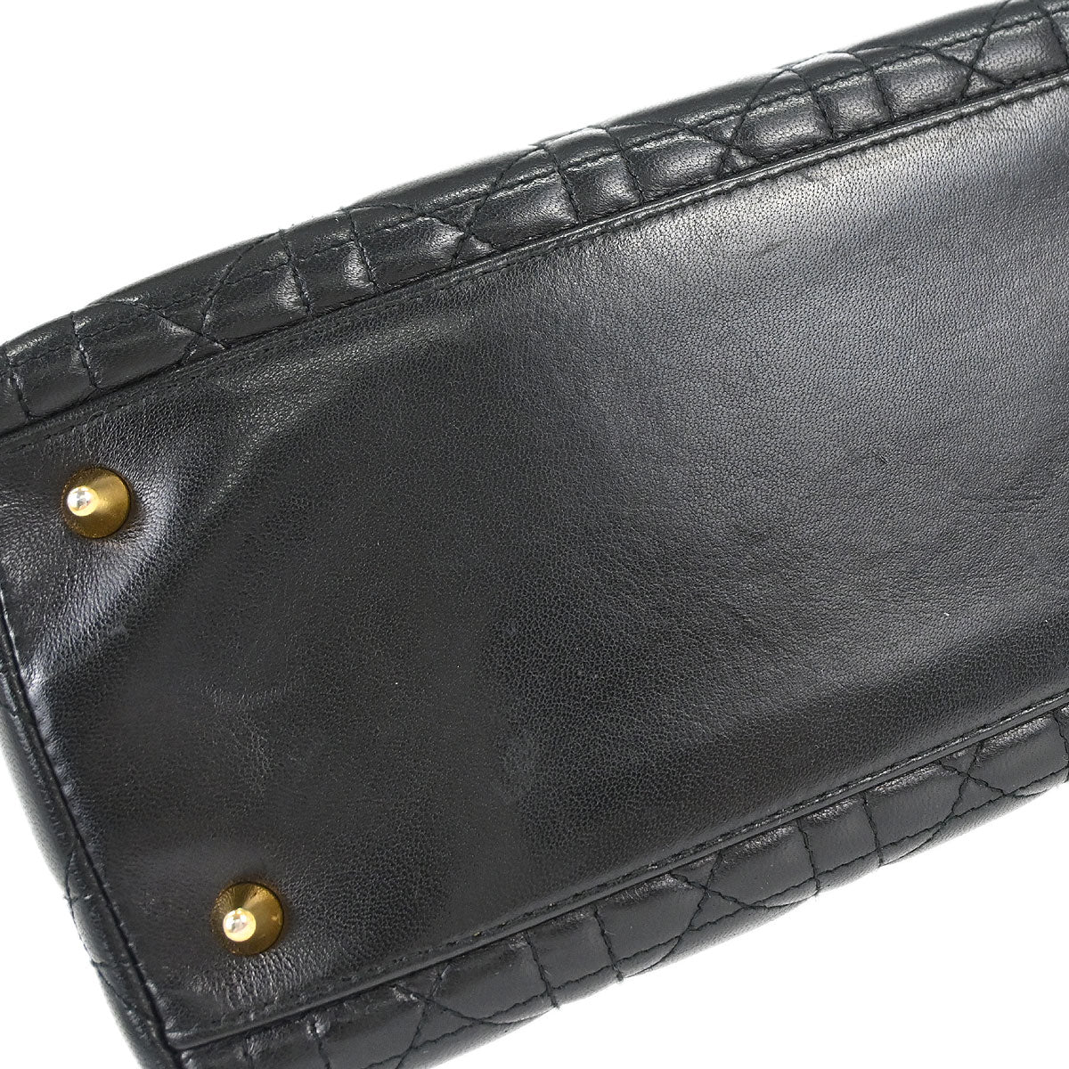 Christian Dior Black Lambskin Medium Lady Dior Cannage 2way Shoulder Handbag