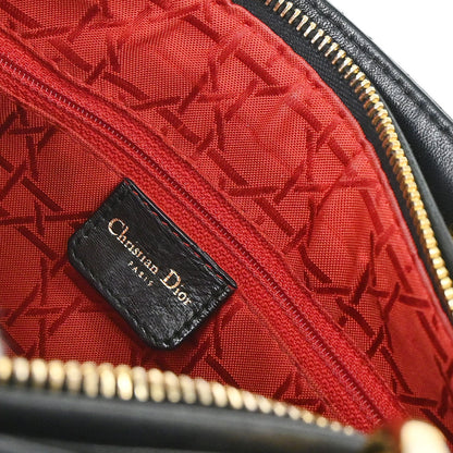 Christian Dior Black Lambskin Medium Lady Dior Cannage 2way Shoulder Handbag