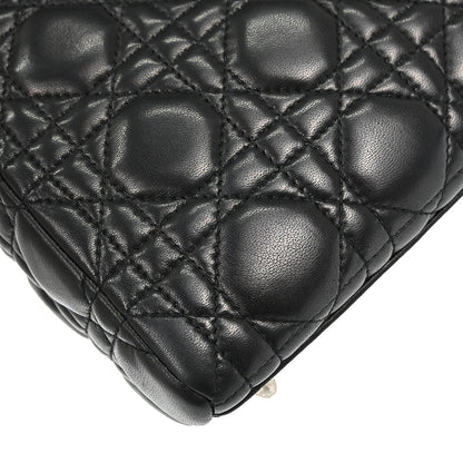 Christian Dior Black Lambskin Lady Dior Cannage 2way Shoulder Handbag