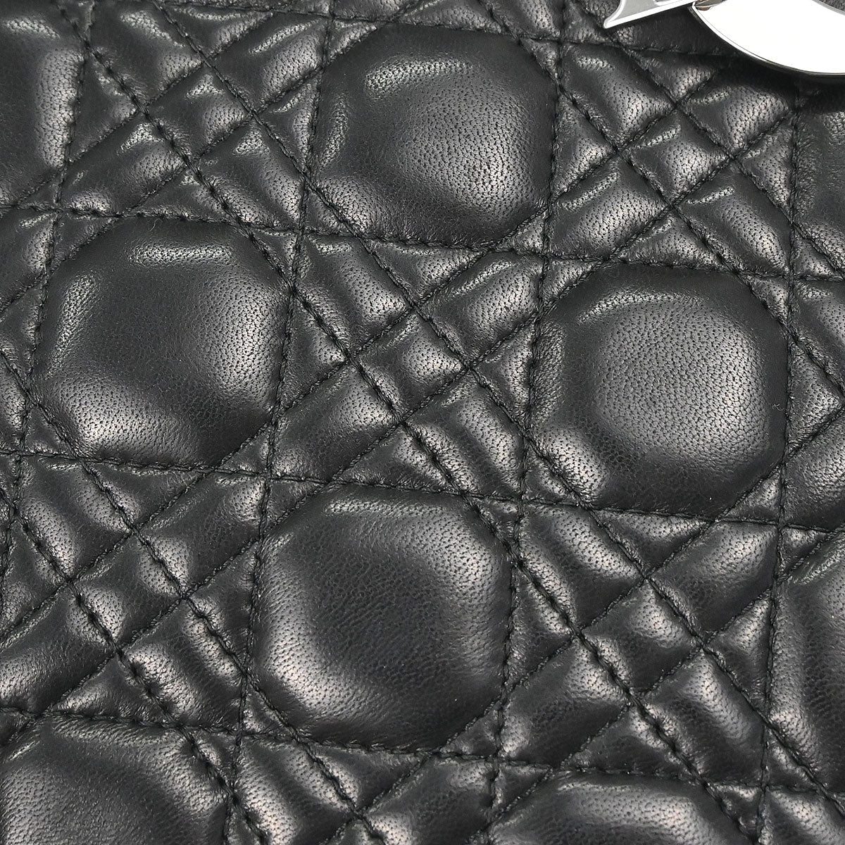 Christian Dior Black Lambskin Lady Dior Cannage 2way Shoulder Handbag