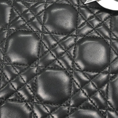 Christian Dior Black Lambskin Lady Dior Cannage 2way Shoulder Handbag