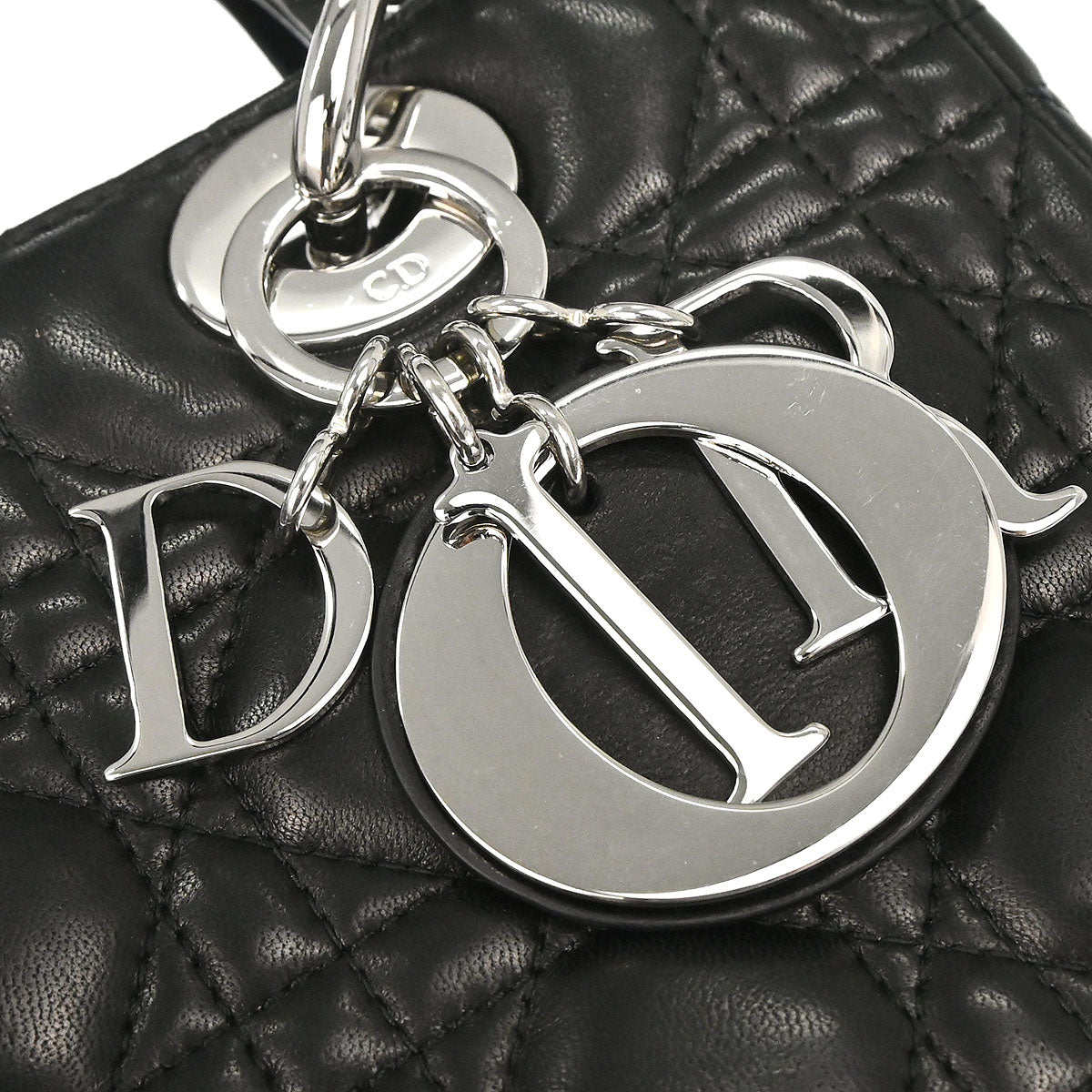 Christian Dior Black Lambskin Lady Dior Cannage 2way Shoulder Handbag