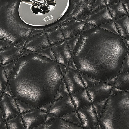 Christian Dior Black Lambskin Lady Dior Cannage 2way Shoulder Handbag