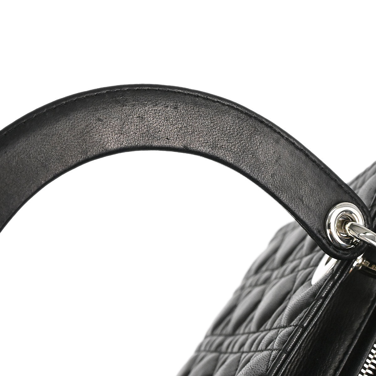 Christian Dior Black Lambskin Lady Dior Cannage 2way Shoulder Handbag