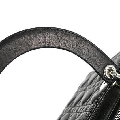Christian Dior Black Lambskin Lady Dior Cannage 2way Shoulder Handbag