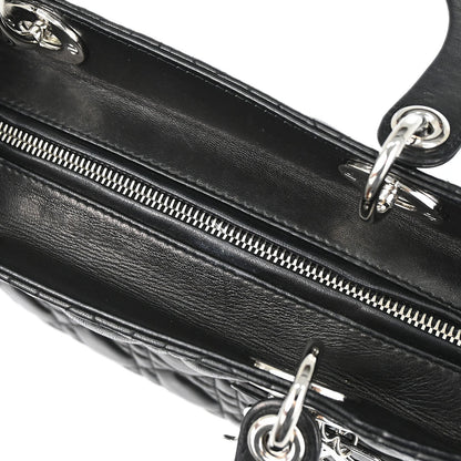 Christian Dior Black Lambskin Lady Dior Cannage 2way Shoulder Handbag
