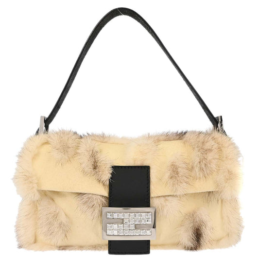 Fendi Ivory Fur Baguette Handbag