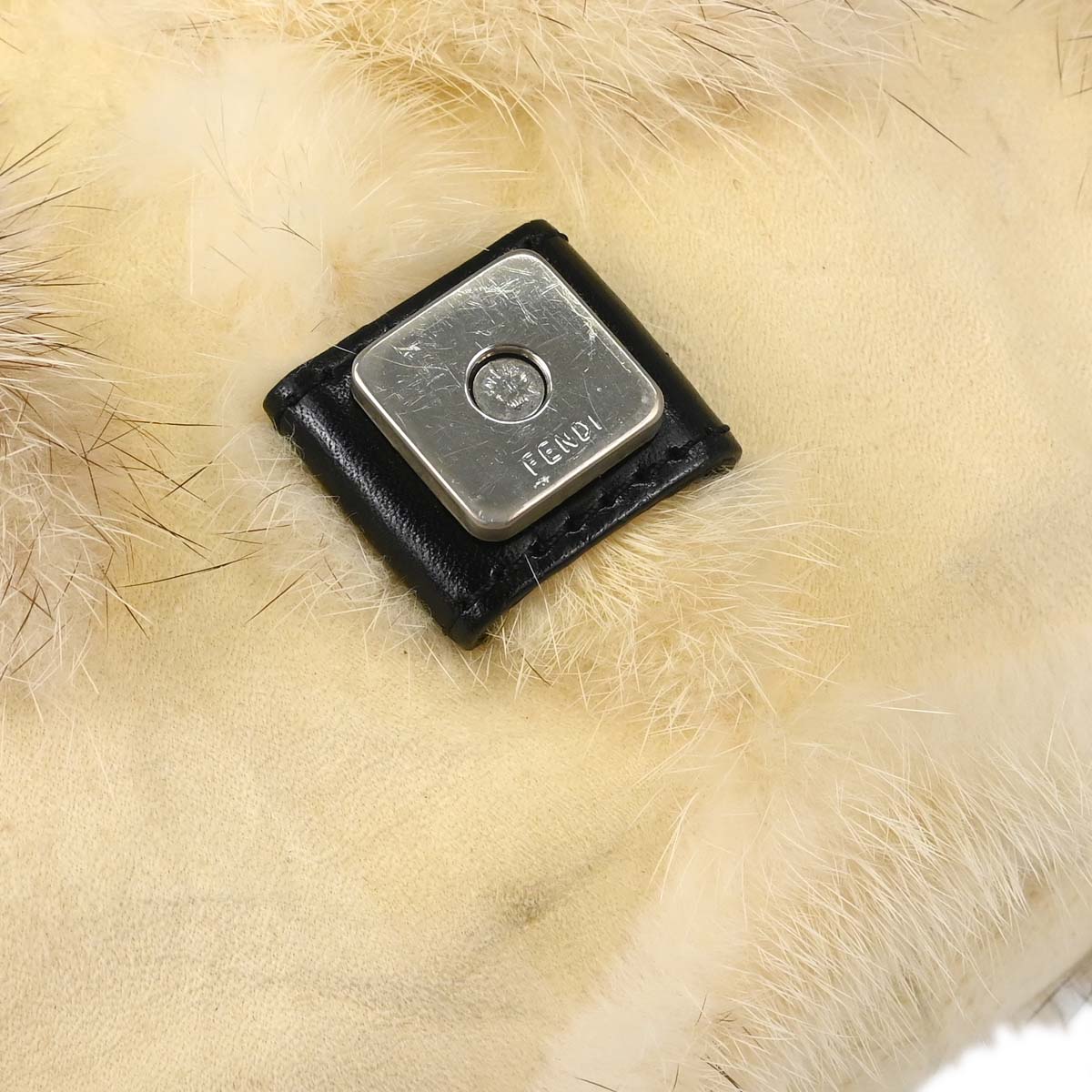 Fendi Ivory Fur Baguette Handbag