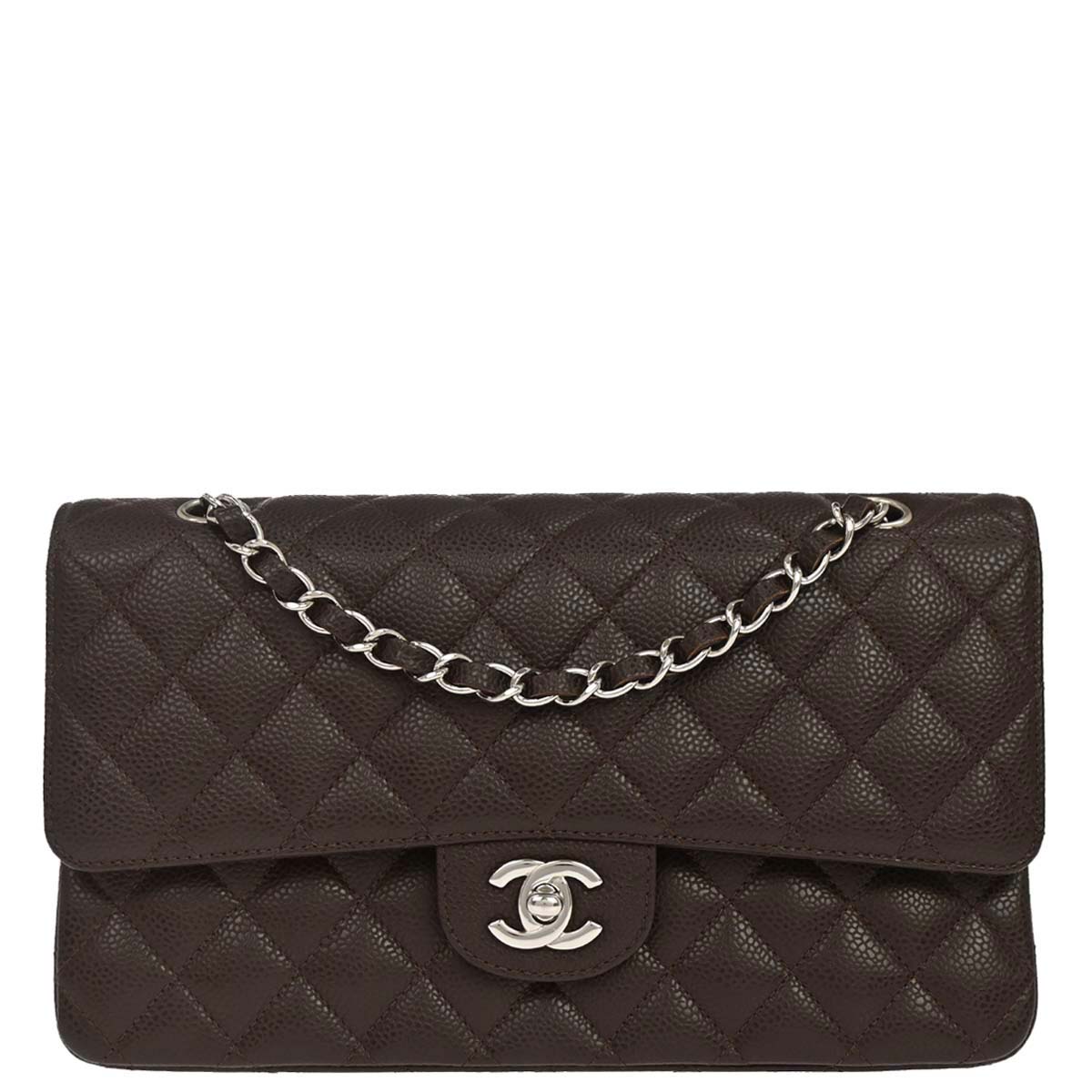 Chanel 2005-2006 Brown Caviar Skin Medium Classic Double Flap Shoulder Bag