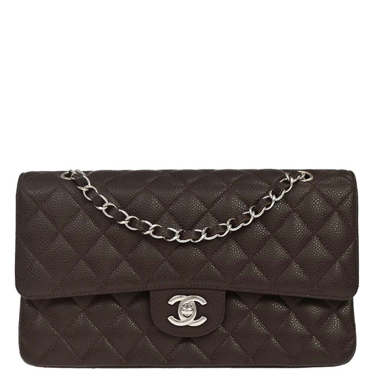 Chanel 2005-2006 Brown Caviar Skin Medium Classic Double Flap Shoulder Bag