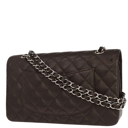 Chanel 2005-2006 Brown Caviar Skin Medium Classic Double Flap Shoulder Bag