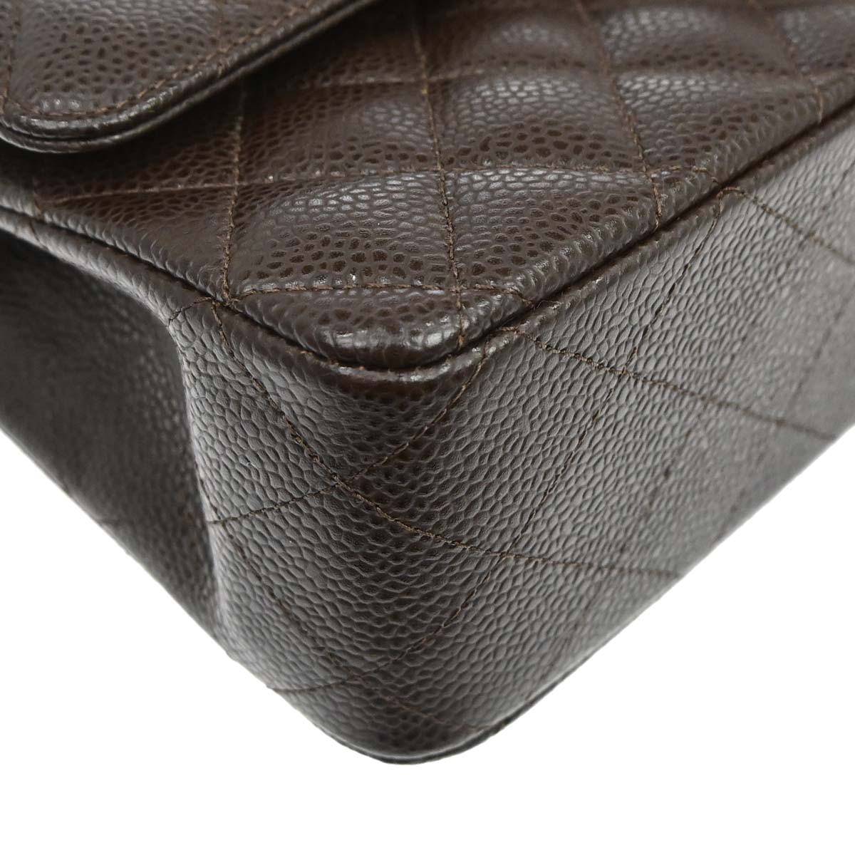 Chanel 2005-2006 Brown Caviar Skin Medium Classic Double Flap Shoulder Bag