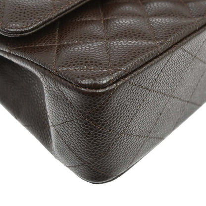 Chanel 2005-2006 Brown Caviar Skin Medium Classic Double Flap Shoulder Bag