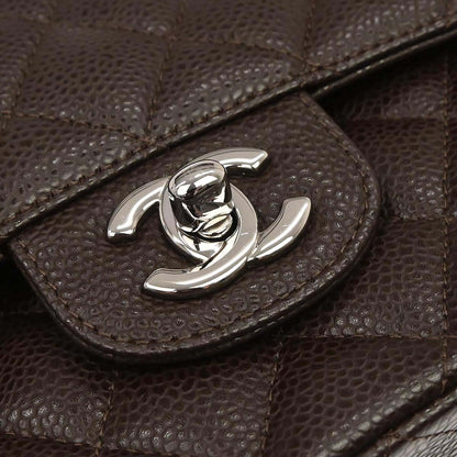 Chanel 2005-2006 Brown Caviar Skin Medium Classic Double Flap Shoulder Bag