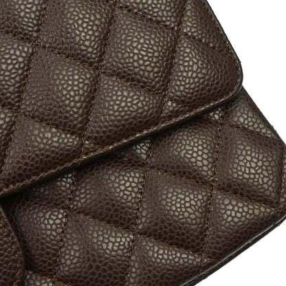 Chanel 2005-2006 Brown Caviar Skin Medium Classic Double Flap Shoulder Bag