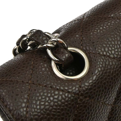 Chanel 2005-2006 Brown Caviar Skin Medium Classic Double Flap Shoulder Bag