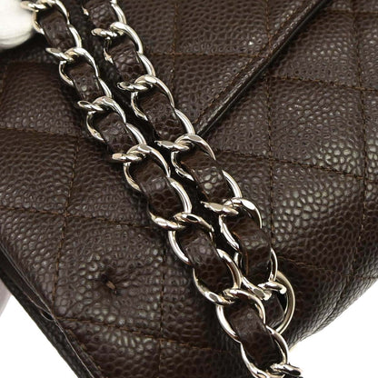 Chanel 2005-2006 Brown Caviar Skin Medium Classic Double Flap Shoulder Bag