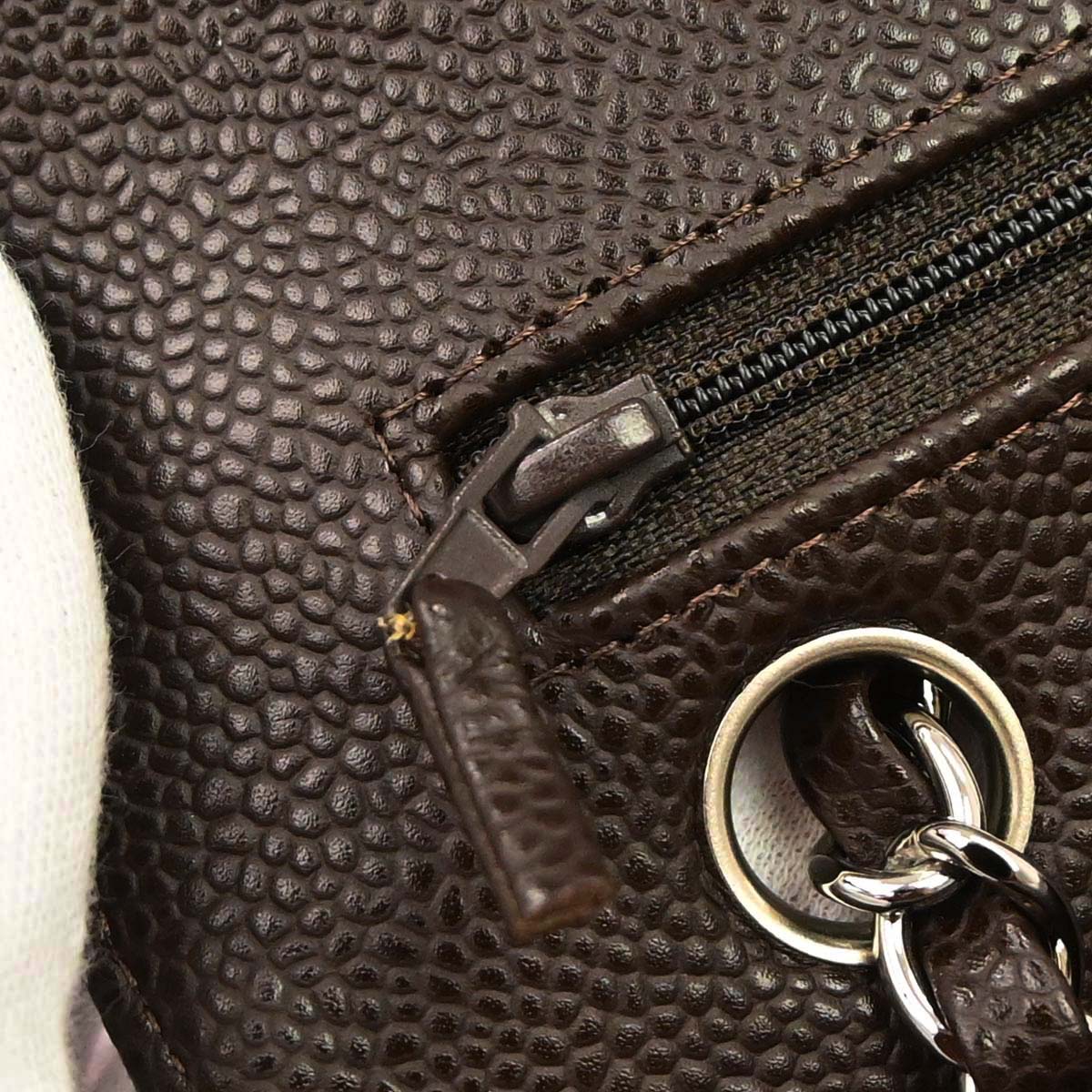 Chanel 2005-2006 Brown Caviar Skin Medium Classic Double Flap Shoulder Bag