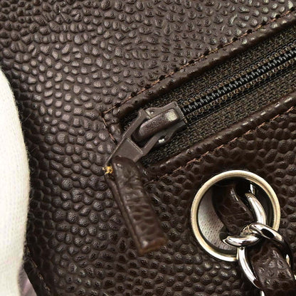 Chanel 2005-2006 Brown Caviar Skin Medium Classic Double Flap Shoulder Bag