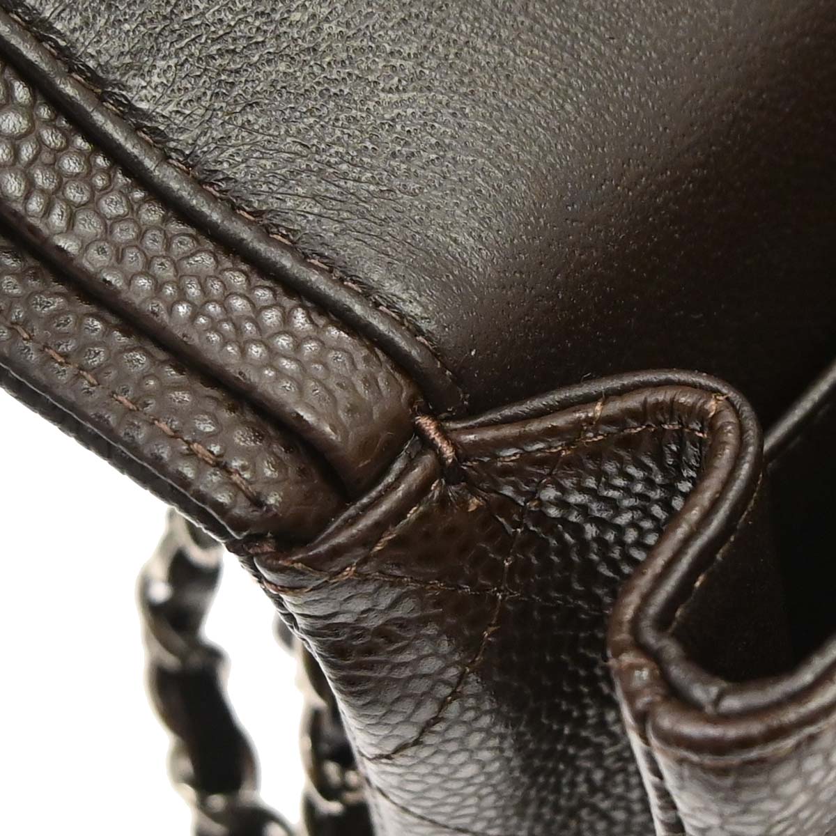 Chanel 2005-2006 Brown Caviar Skin Medium Classic Double Flap Shoulder Bag